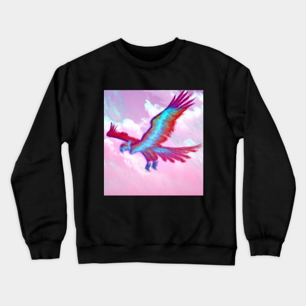 Phoenix Bird in Blue and Reddish Tones Crewneck Sweatshirt by Cotton Candy Art